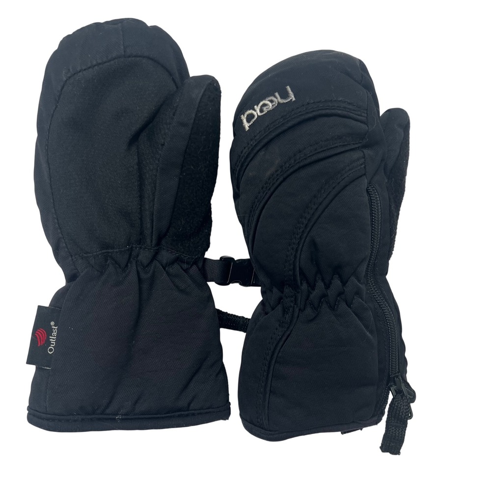 Head Outlast Kids XXS Black Winter‎ Mittens Side Zipper Fleece Lined Thermal